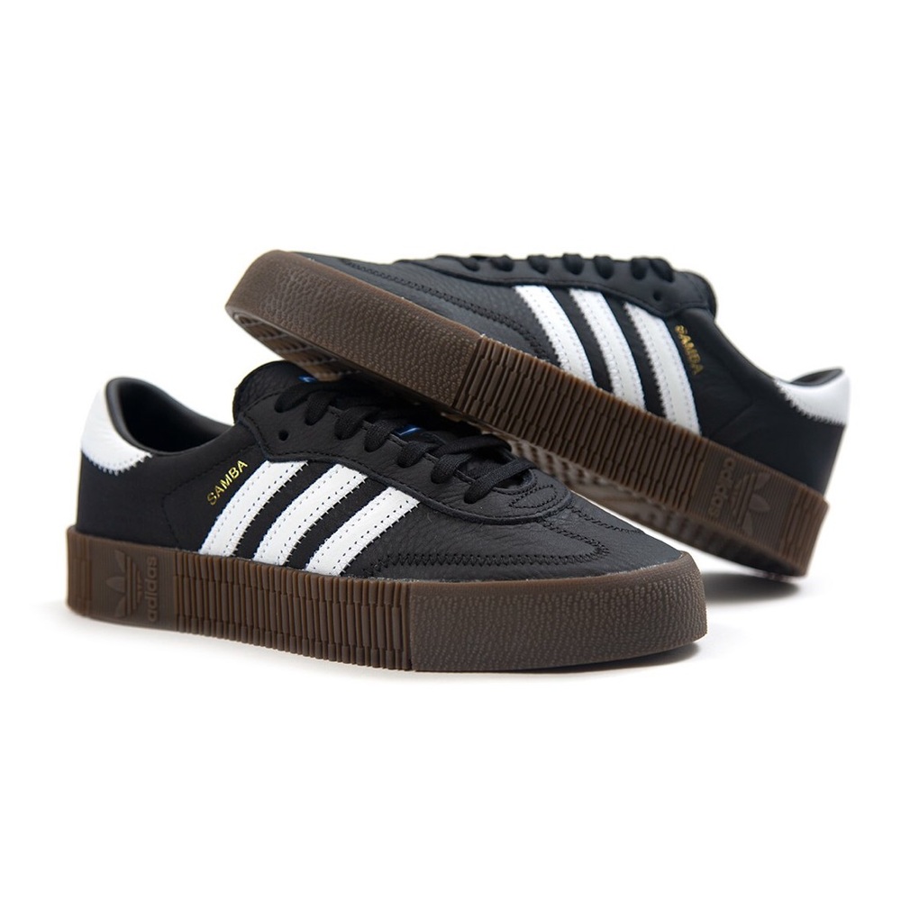 adidas Samba Black White with Brown Gum Sole